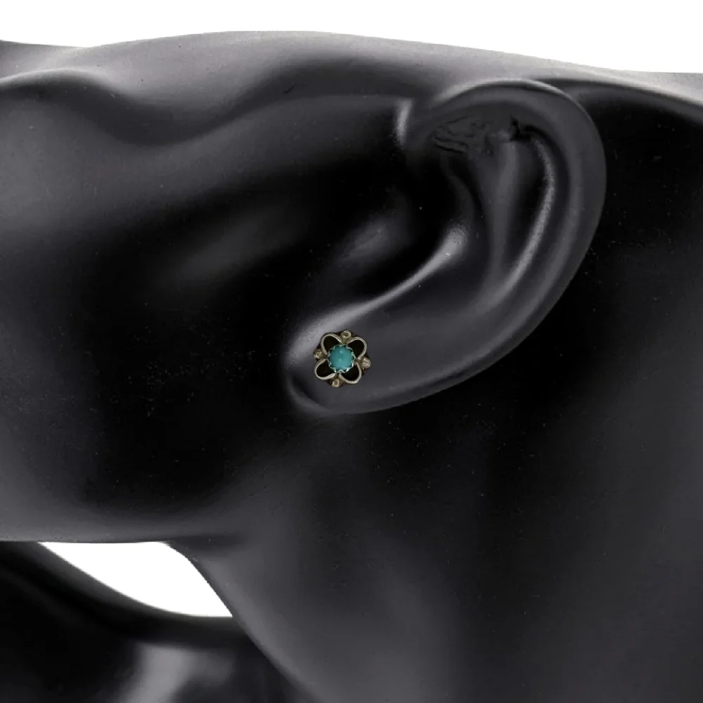 Sterling Silver and Turquoise Floral Single Stud Earring